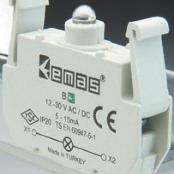 Kontaktas su balta lempute 100-250V AC/DC BB