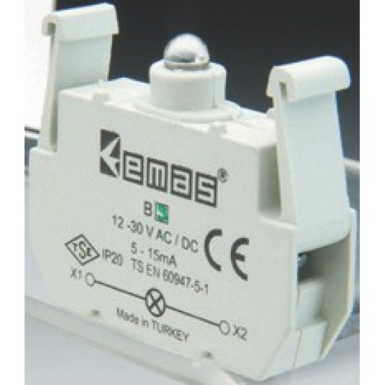 Kontaktas su balta lempute 100-250V AC/DC BB